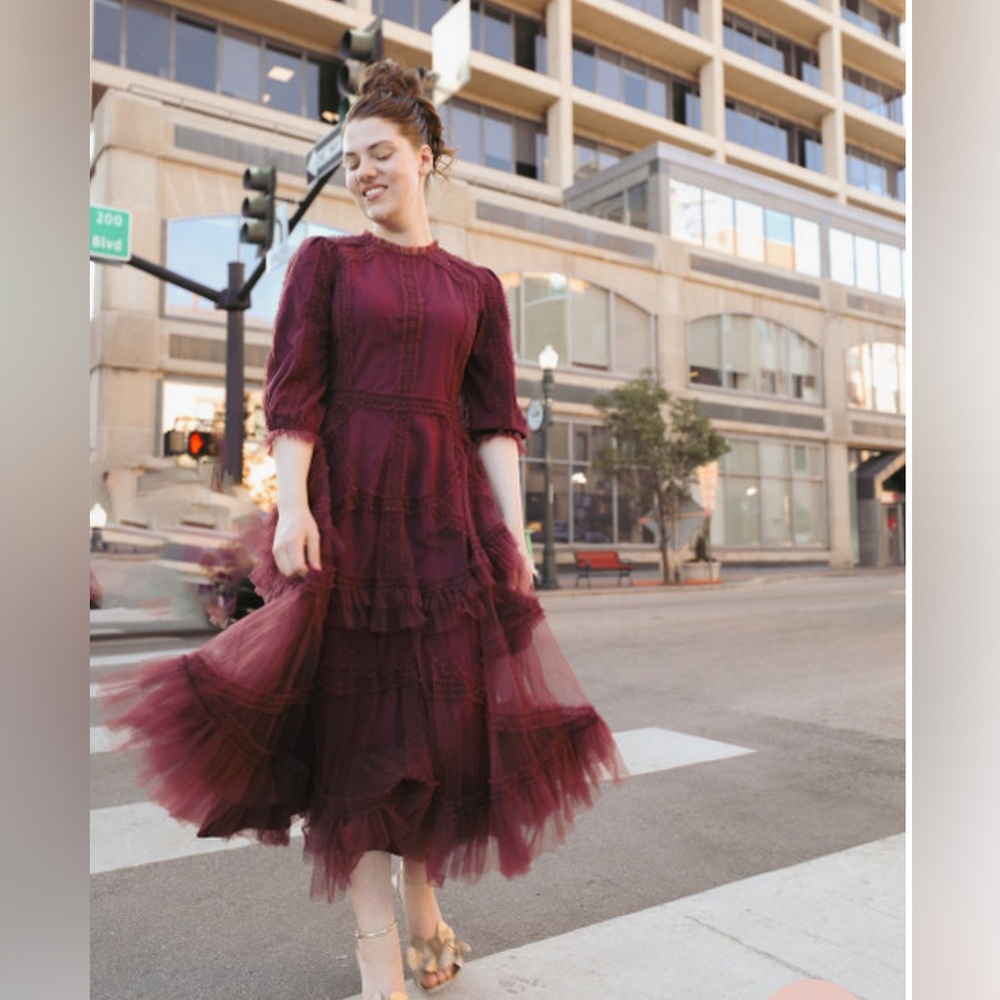 Dainty Jewells Burgundy Midi Dress